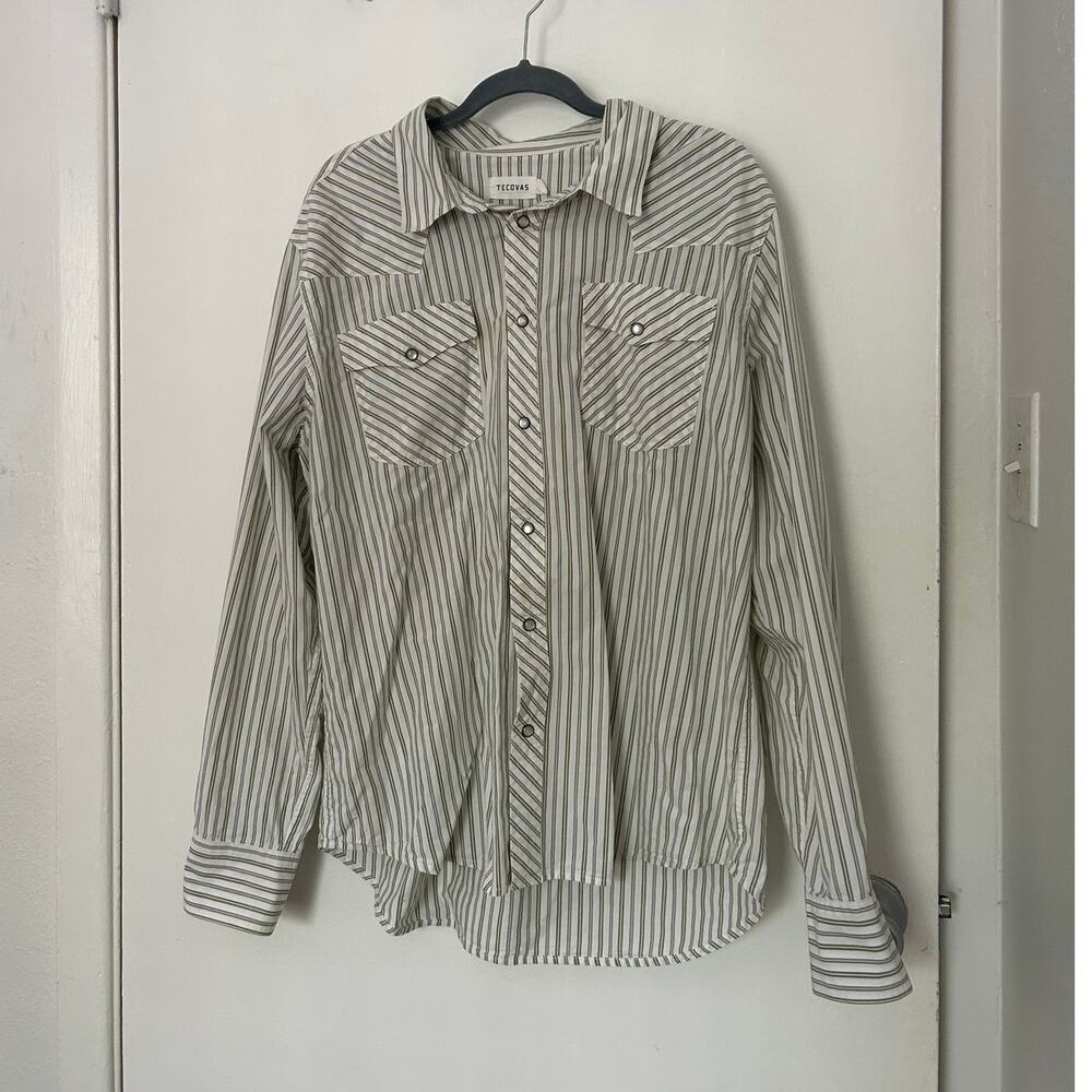 Tecovas Men's Pearl Snap Button-Down Striped Long Sleeve